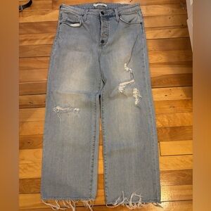 Whetherly Light Blue Distressed Straight Leg Jeans